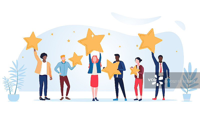 人们举起星星表示反馈图片素材