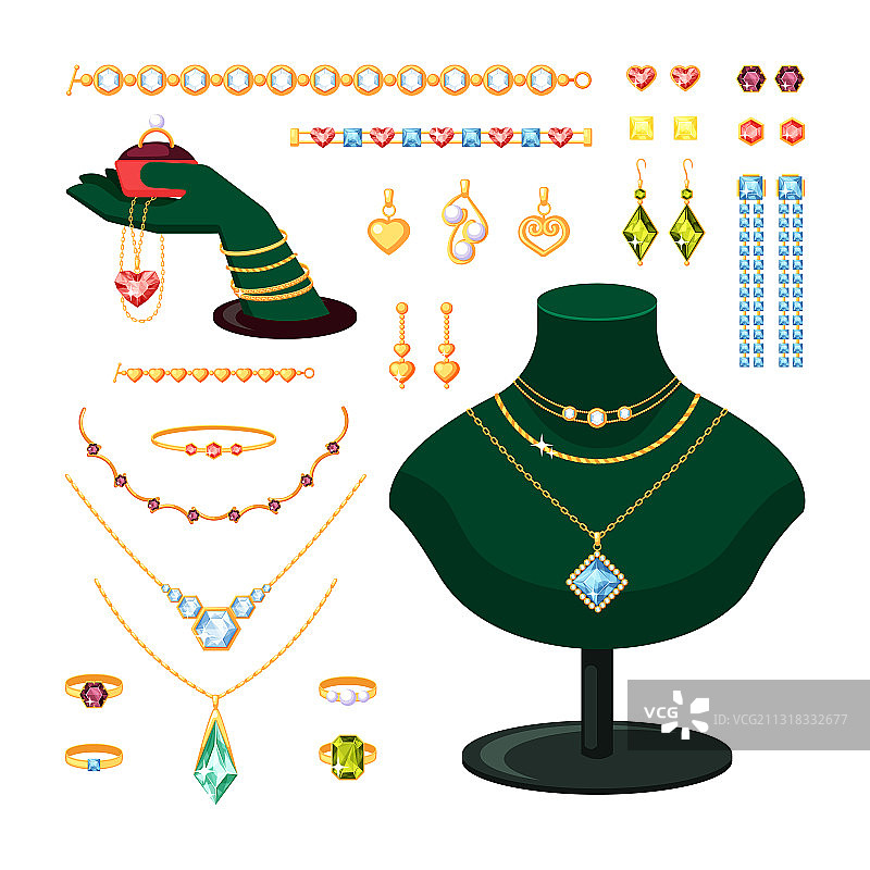 时尚钻石戒指手镯珠宝套装图片素材