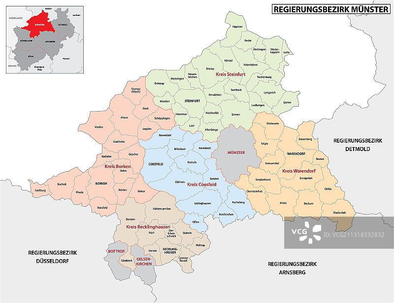 明斯特地区行政地图图片素材