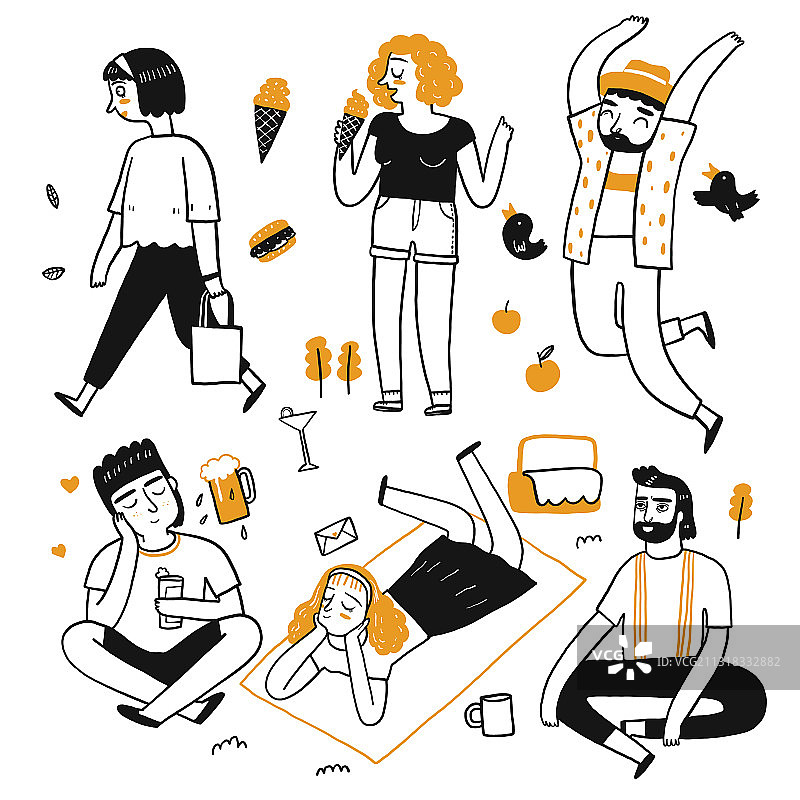 人们友善用餐的角色绘画图片素材