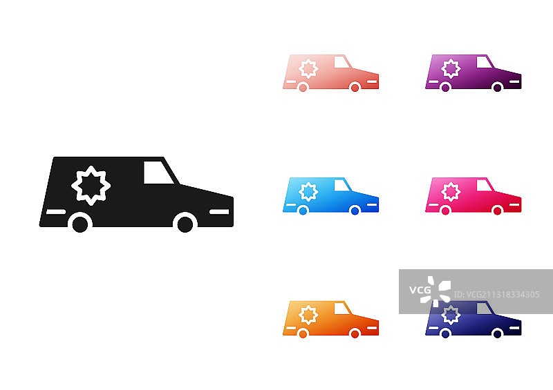 白色背景上的黑色灵车图标图片素材