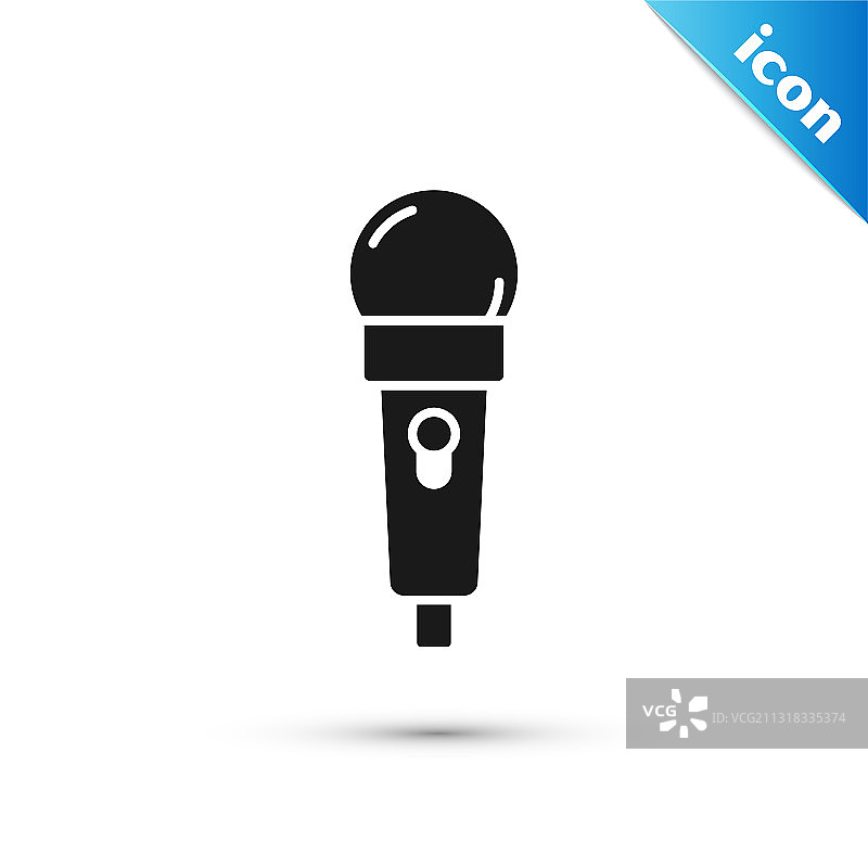 白色背景上的灰色麦克风图标图片素材