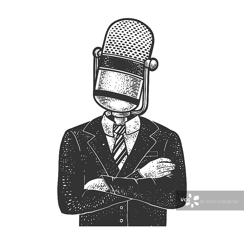 商务人士麦克风头像草图图片素材