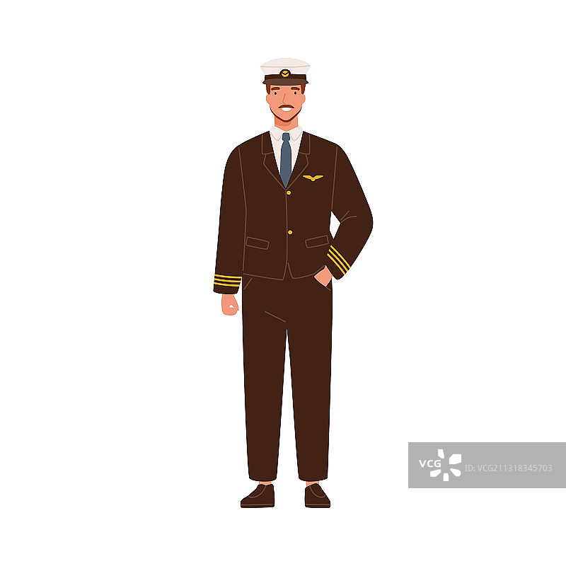 微笑的男飞行员身穿现代制服图片素材