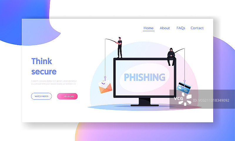 黑客信用卡着陆页模板图片素材