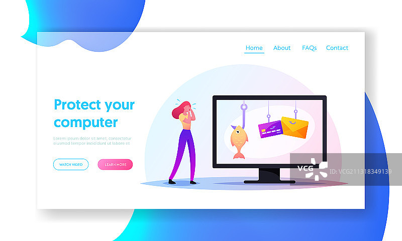 女性遭受网络钓鱼和黑客攻击图片素材