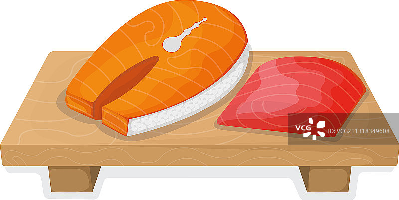 金枪鱼三文鱼新鲜牛排鱼块图片素材