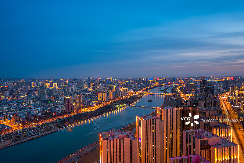 太原全景 太原夜景 汾河 太原南内环桥 太原管线桥图片素材