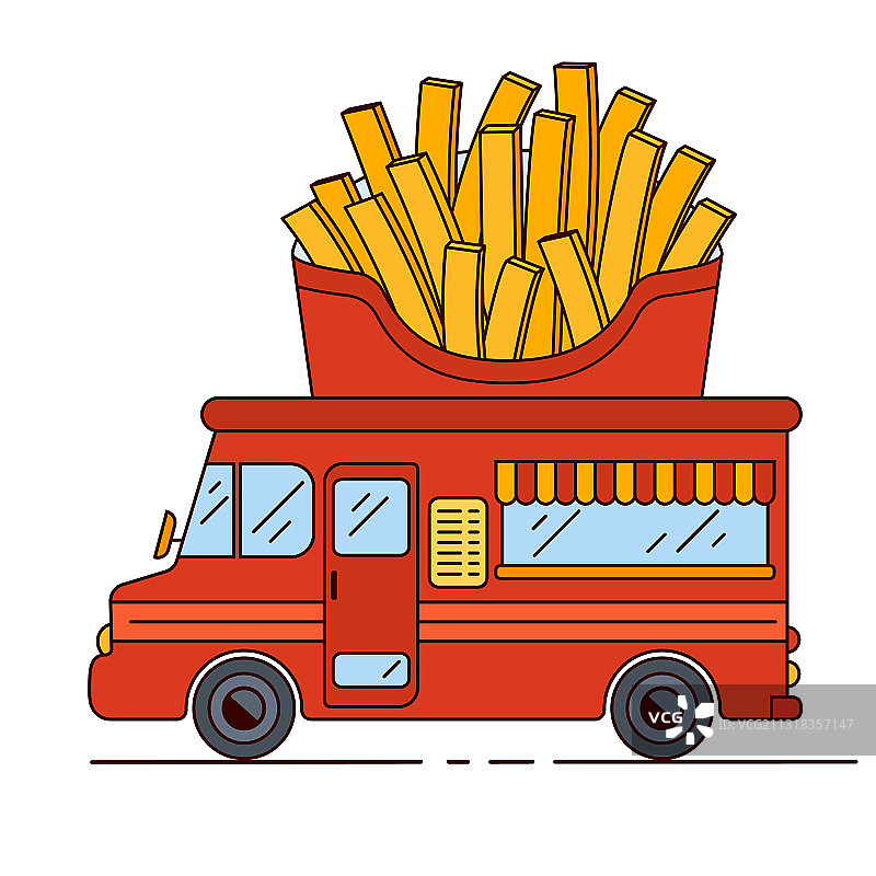 红色炸薯条餐车图片素材