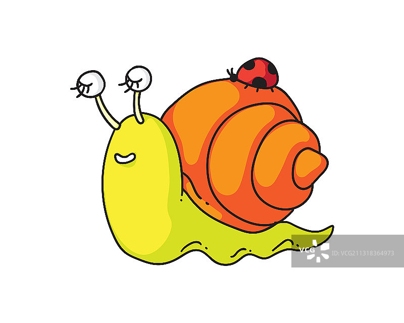 可爱的蜗牛睡觉的孤立图像图片素材
