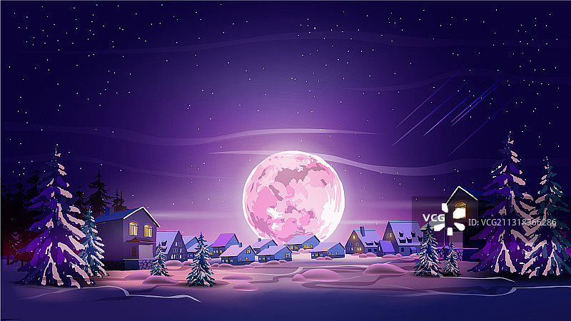 冬季城市树木夜景图片素材