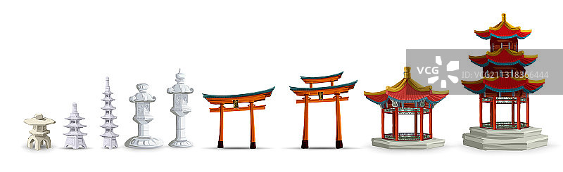 带有大门的古代日本文化物品图片素材