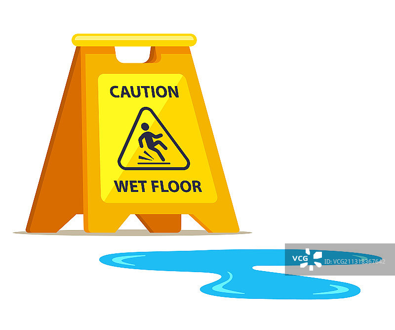 小心地滑黄色警示牌图片素材