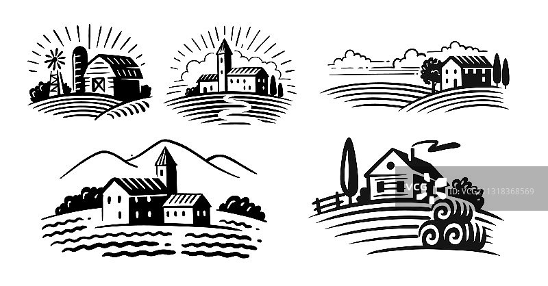 白色背景上的意大利风格农场标志图片素材