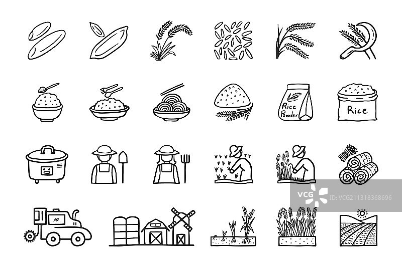 手绘米饭图标图片素材