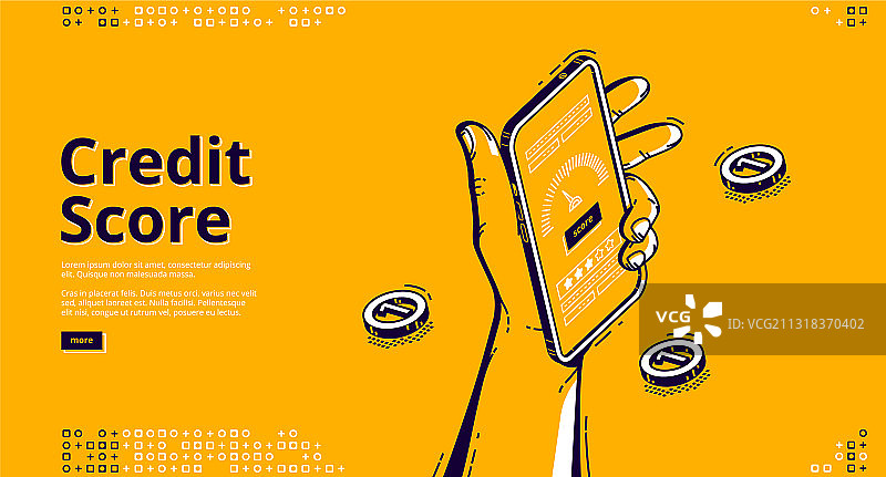 信用评分2.5D银行评级页面图片素材