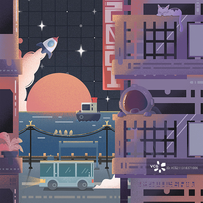 太空日落图片素材