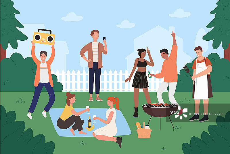 烧烤派对卡通图片素材