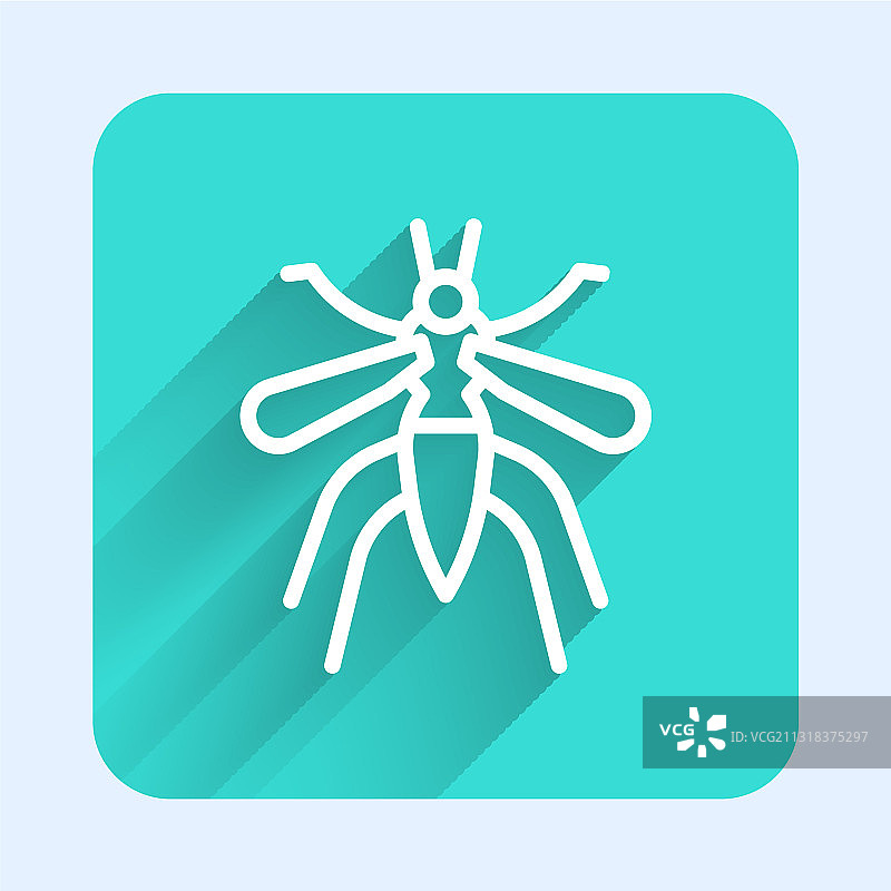 白色线条蚊子图标，长阴影隔离图片素材