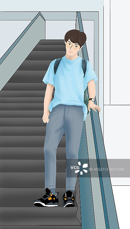 电梯男孩图片素材