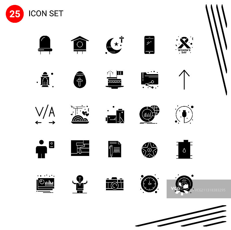 现代风格25个实心字形象形图图片素材