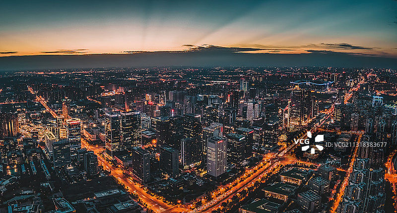 成都高新区夜景晚霞图片素材
