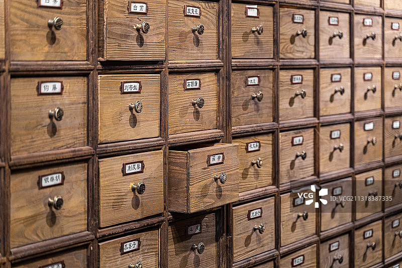 中医药方里的药柜图片素材