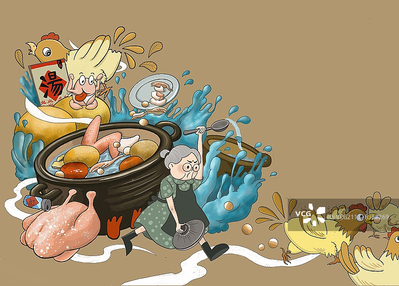 广府汤料包装插画图片素材