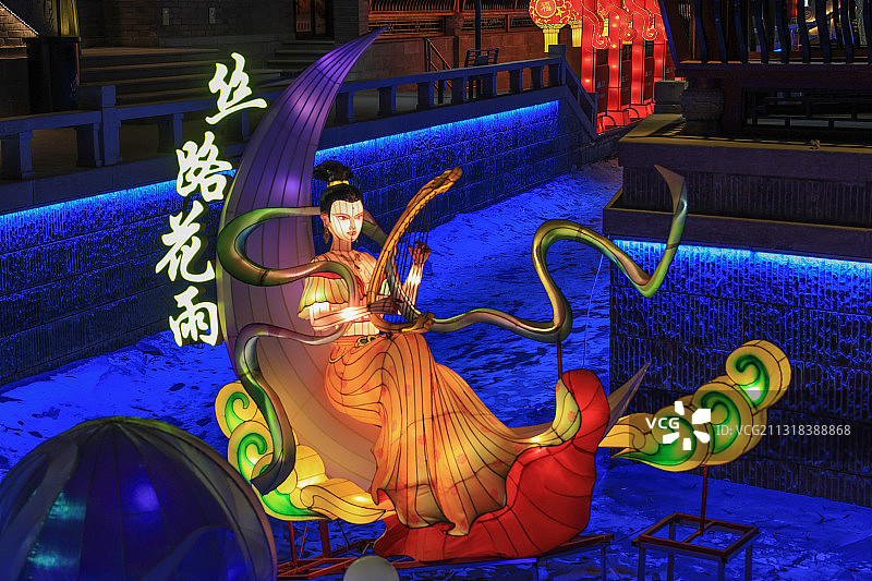 兰州老街春节灯展富有文化气息图片素材