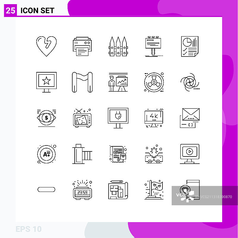 移动界面线设25个象形图图片素材