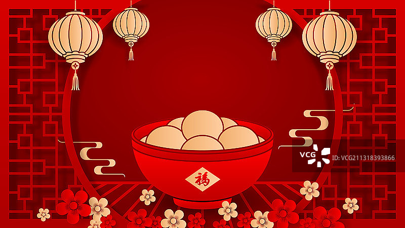 元宵节剪纸插画图片素材