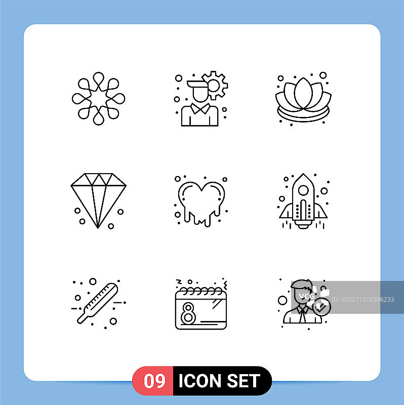 包9个现代轮廓标志和符号图片素材