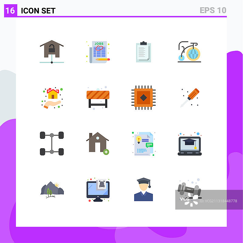 16个主题平色和可编辑的符号图片素材