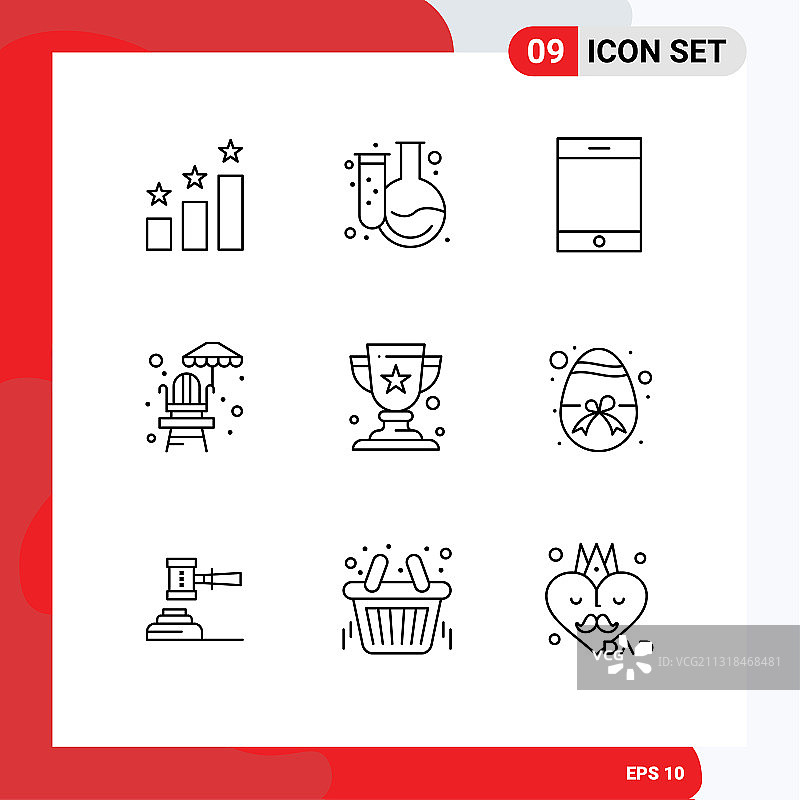 包9个现代轮廓标志和符号图片素材