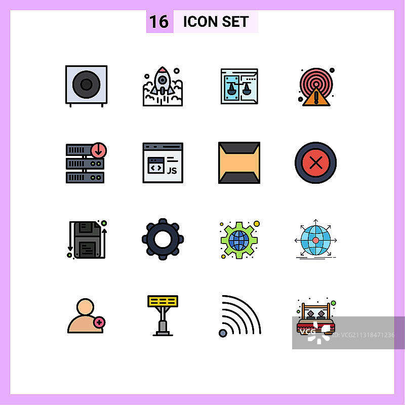 16主题平色填充线条和可编辑图片素材