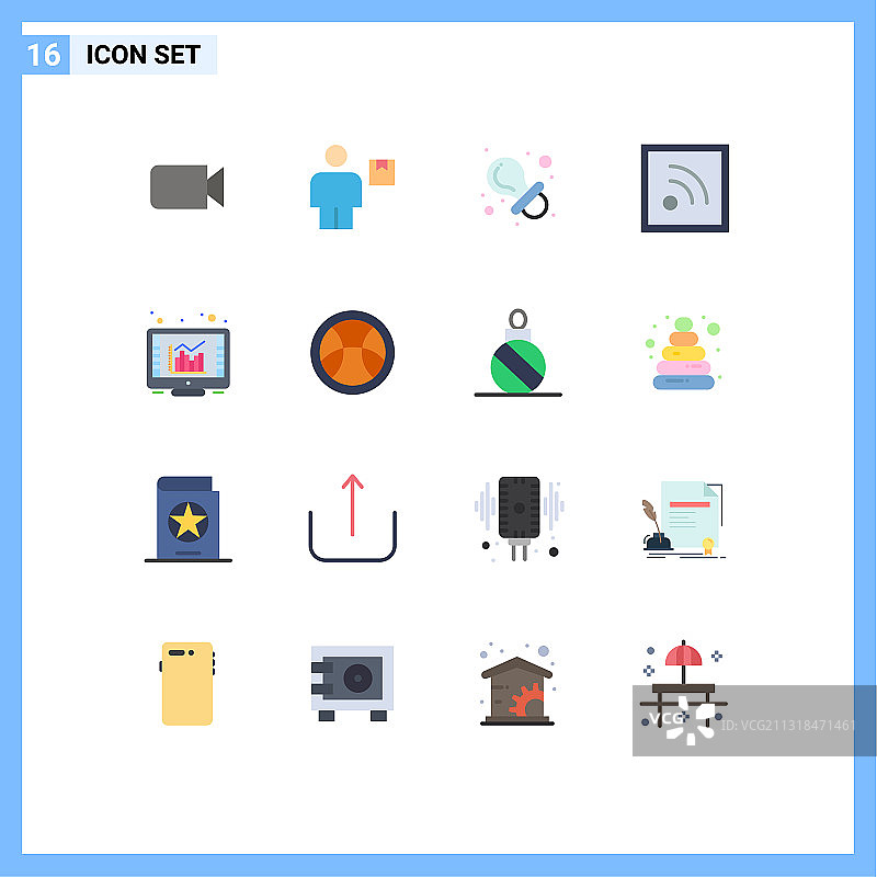 16个扁平风格颜色网格，适用于图表RSS图片素材