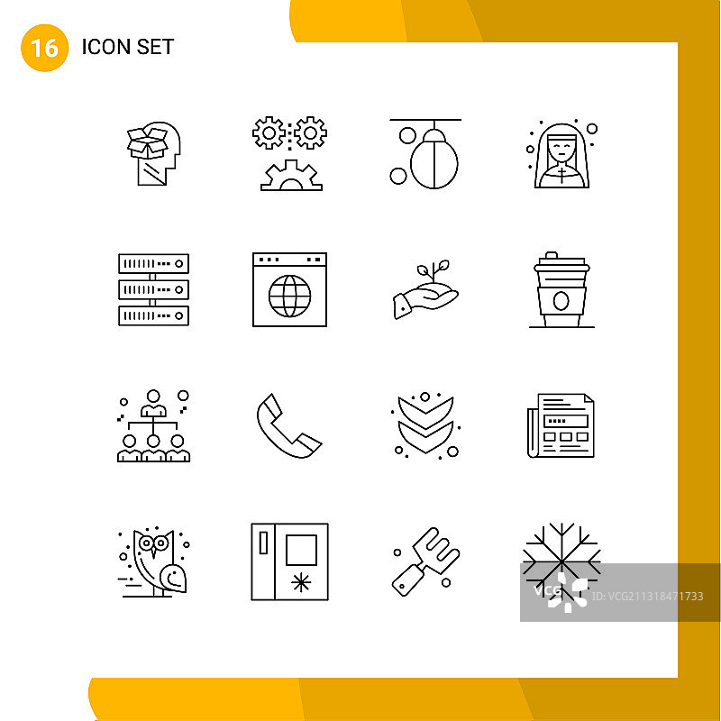 现代风格母亲主题轮廓象形图（16个）图片素材