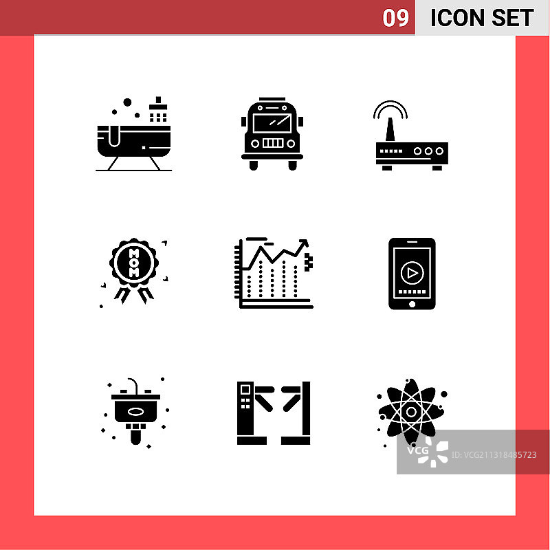 设置9个现代UI图标符号标志图片素材