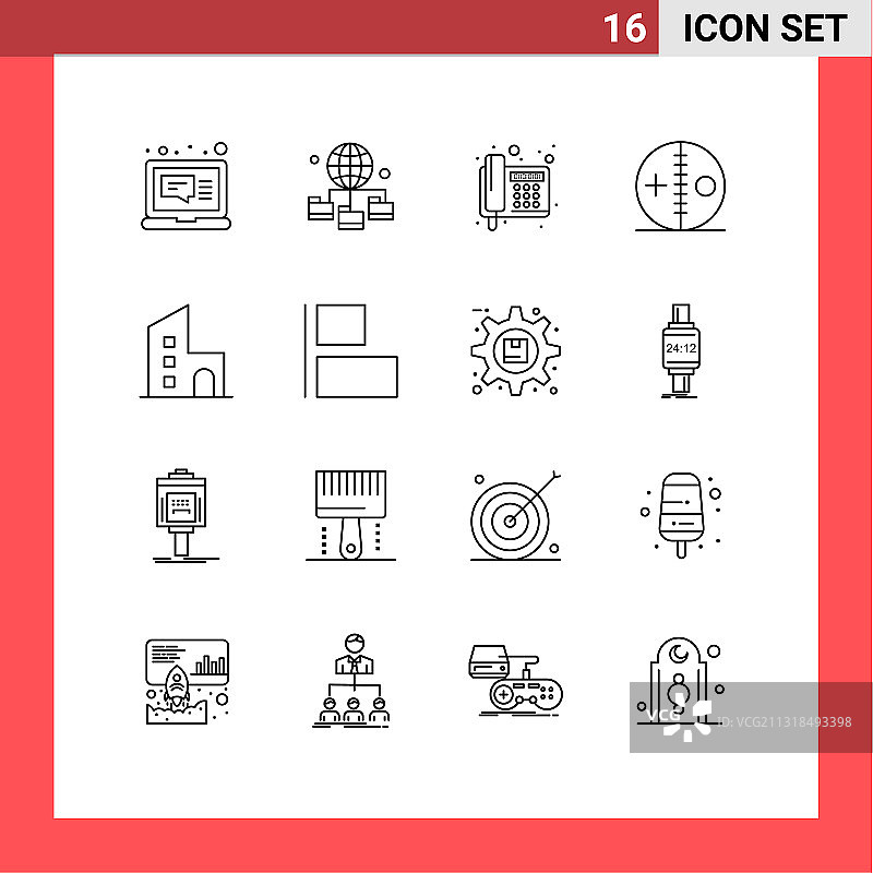 移动界面大纲集16个象形图图片素材