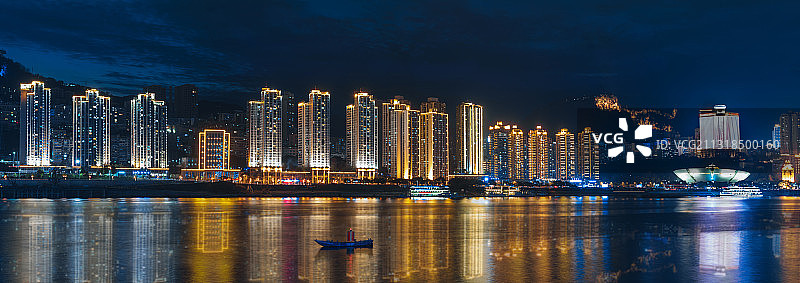 万州区长江夜景图片素材