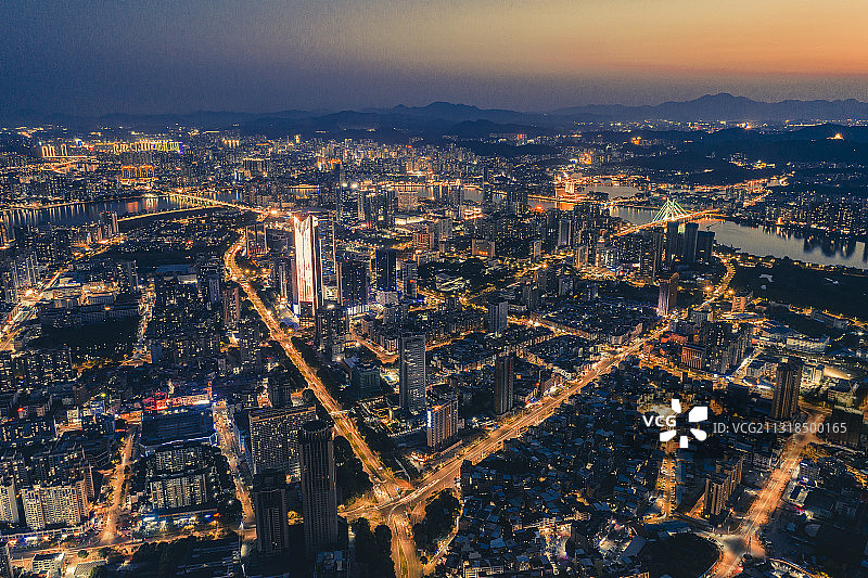 惠州江北，城市夜景，航拍图片素材