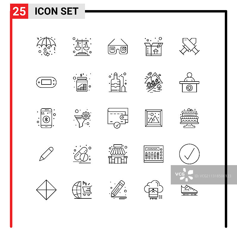 25个主题线条和可编辑符号徽章图片素材