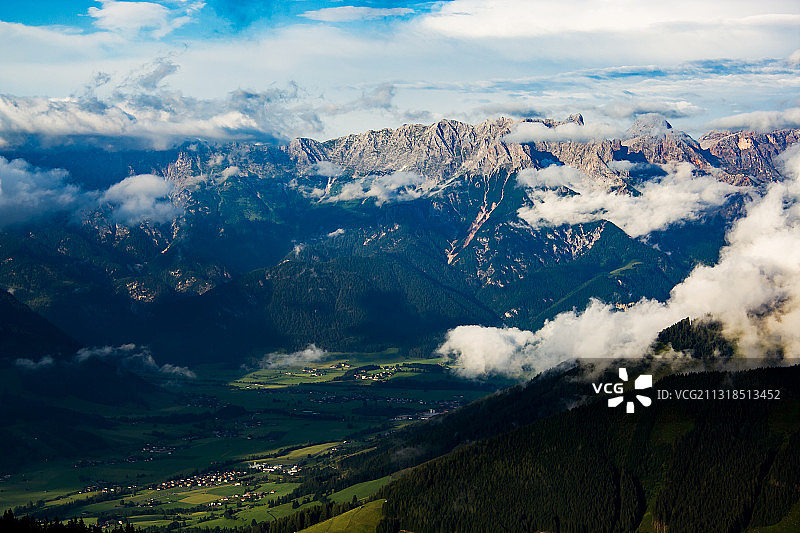 奥地利莱奥冈景观航拍图片素材