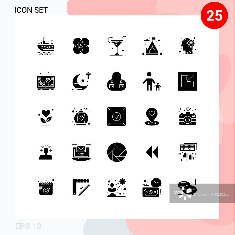 25固体字形概念的网站移动和图片素材