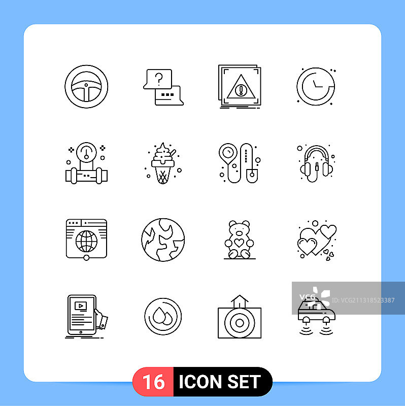 16个现代UI图标丰满符号图片素材