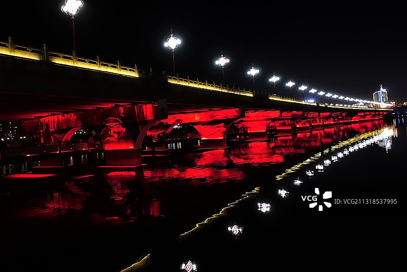 武宁桥中桥夜景图片素材