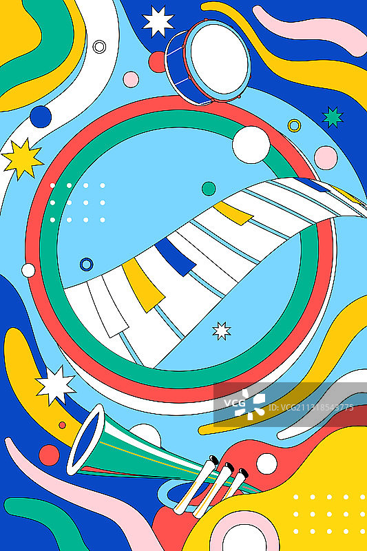 卡通音乐节青年节学生网购消费演奏会演出娱乐生活背景矢量插画图片素材