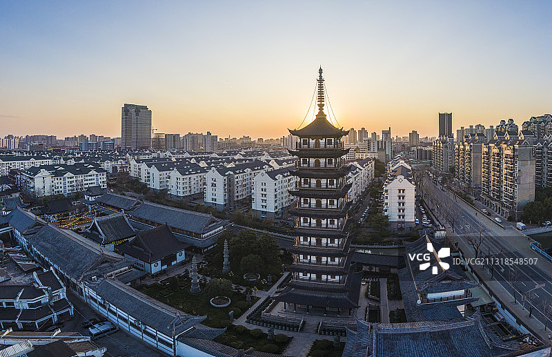 上海 真如寺 航拍图片素材