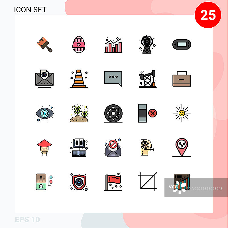 在网格上设置25个填充线平面颜色图片素材