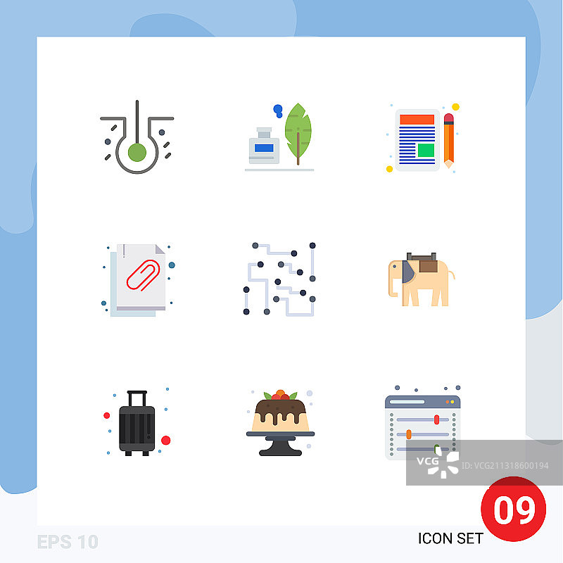 9个通用扁平风格彩色标志符号图片素材
